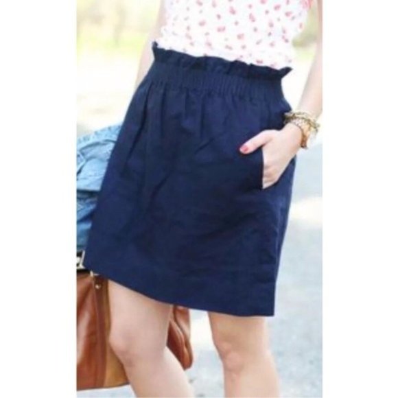 ❗️𝗣𝗥𝗜𝗖𝗘 𝗗𝗥𝗢𝗣❗️ J. CREW Linen City Skirt in Navy - Picture 2 of 7